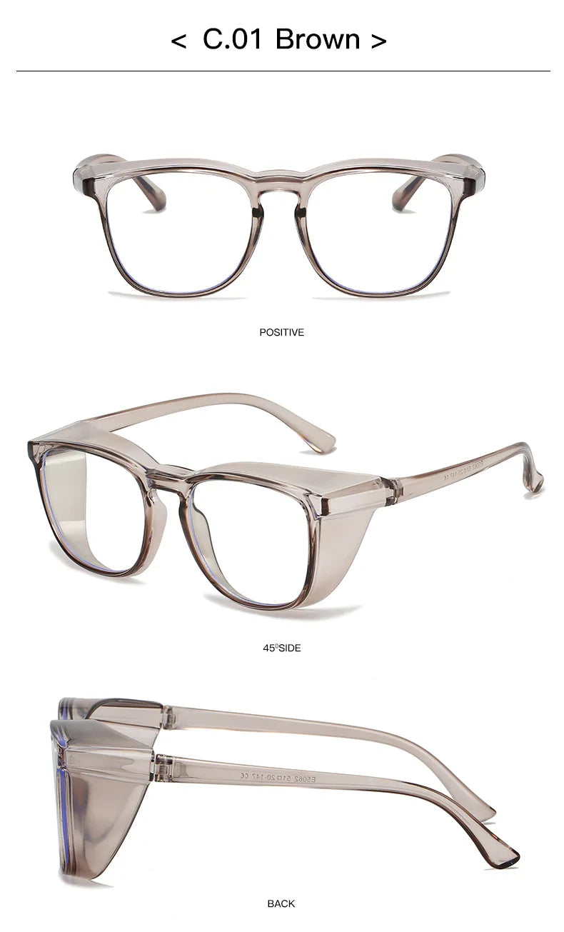 1pc Anti Pollen Safety Glasses Square Anti Fog Blue Light Blocking Glasses with Side Shields for School Daily Life