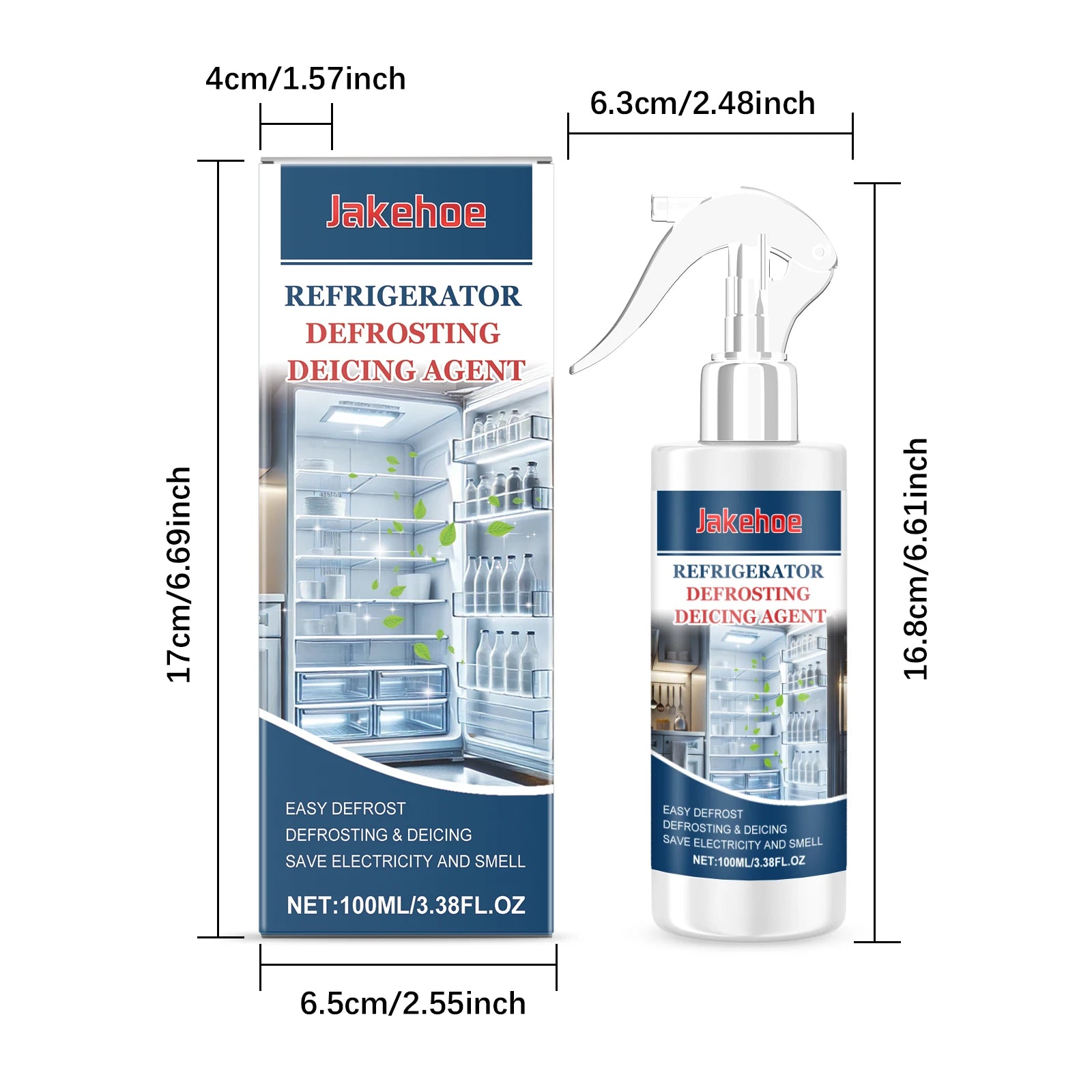 Jakehoe Refrigerator Deicing Agent  Quick Dissolve Frost Non Damaged Improve Energy Saving Safe Formula Fridge Defrosting Agent