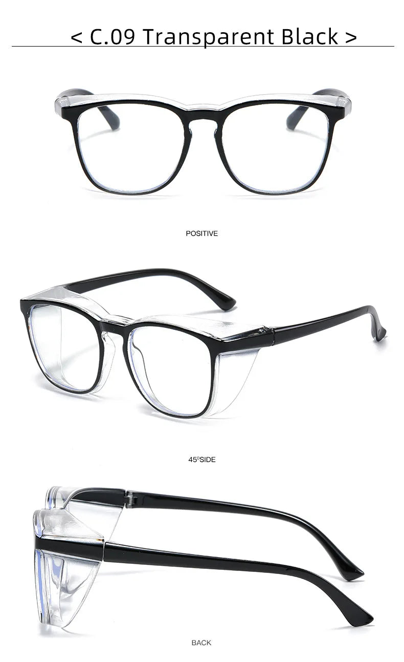1pc Anti Pollen Safety Glasses Square Anti Fog Blue Light Blocking Glasses with Side Shields for School Daily Life