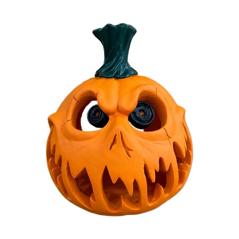Pumpkin Resin Decoration Spooky Skull Head Eerie Hollow Design Indoor Outdoor Decor Carved Texture Halloween Party Decorations