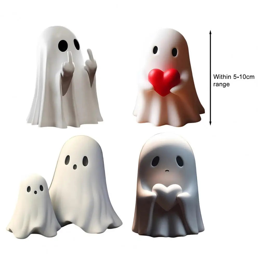 Creative Funny Halloween Ghost Figurine Heart Middle Finger Resin Statue Sculpture Home Office Desktop Decoration Ornament