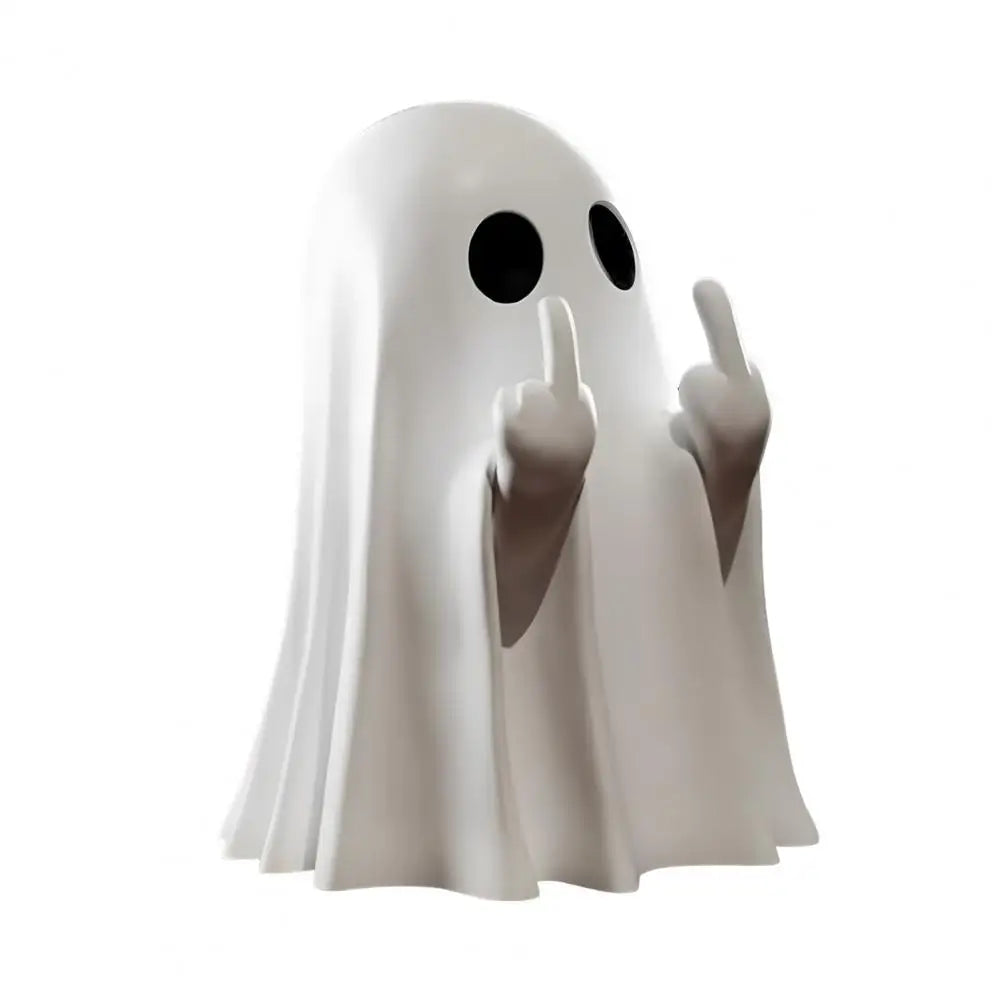 Creative Funny Halloween Ghost Figurine Heart Middle Finger Resin Statue Sculpture Home Office Desktop Decoration Ornament