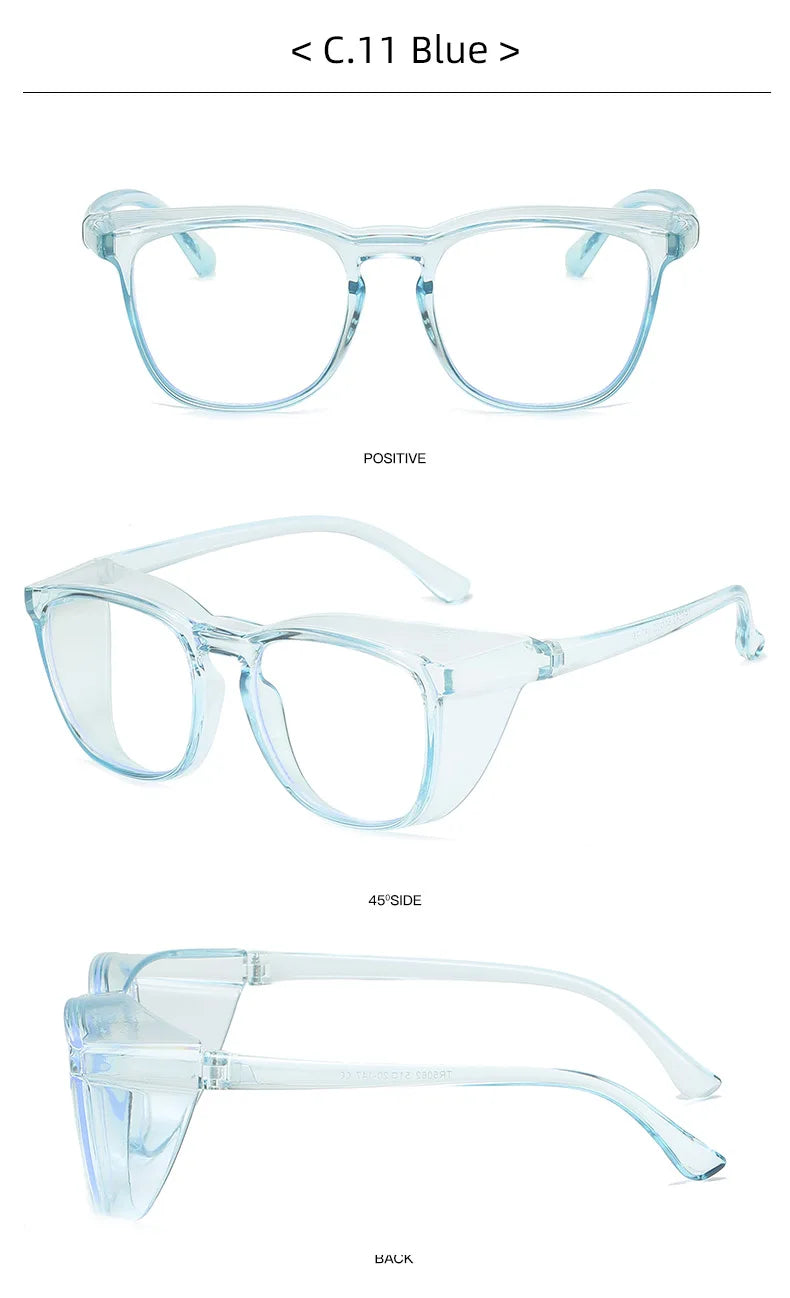 1pc Anti Pollen Safety Glasses Square Anti Fog Blue Light Blocking Glasses with Side Shields for School Daily Life