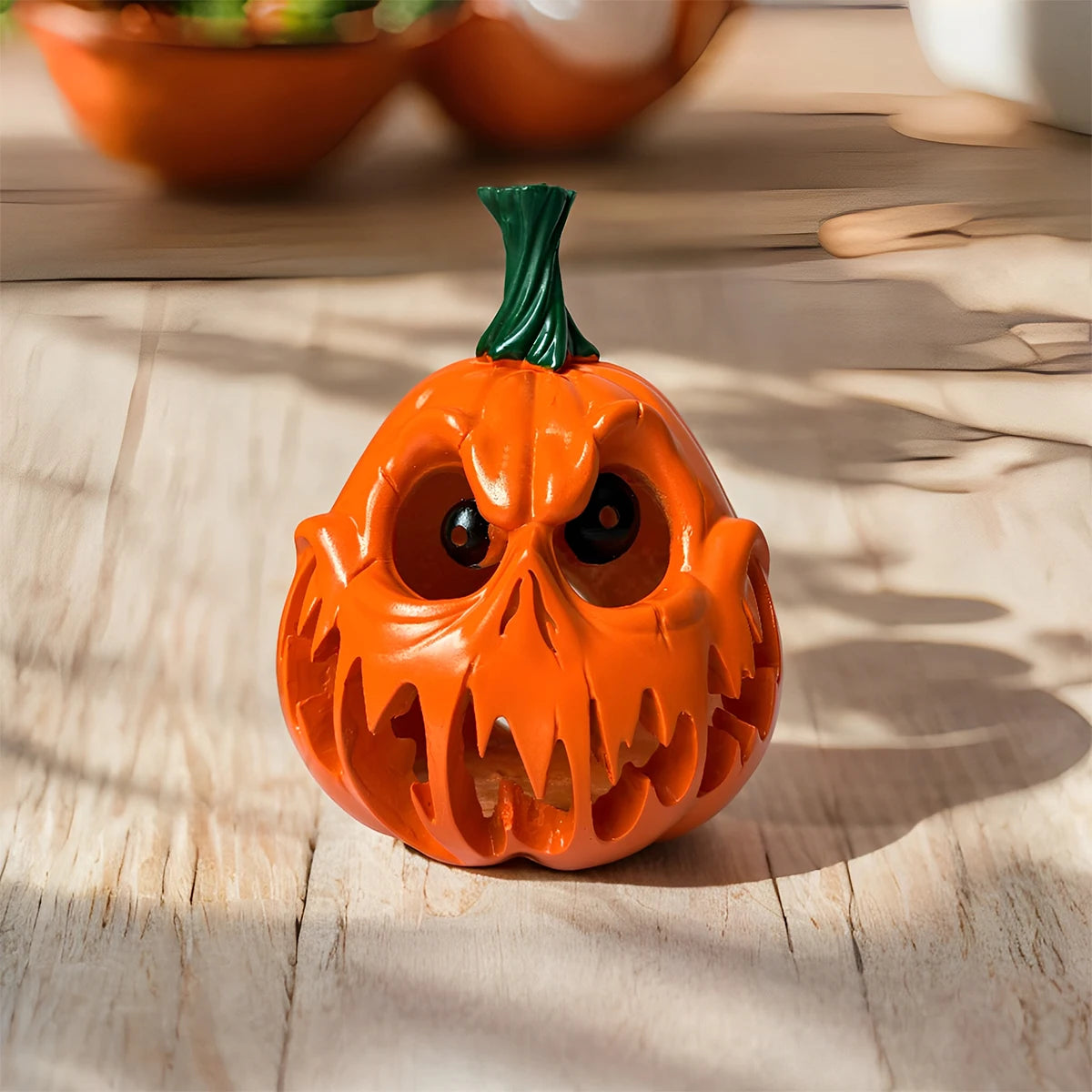 1Pc Resin Cut Out Pumpkin Decorative Ornaments, Halloween Decorations/Horror Halloween Gifts for Desks, Tables, Gardens, Indoor and Outdoor Decorative Ornaments