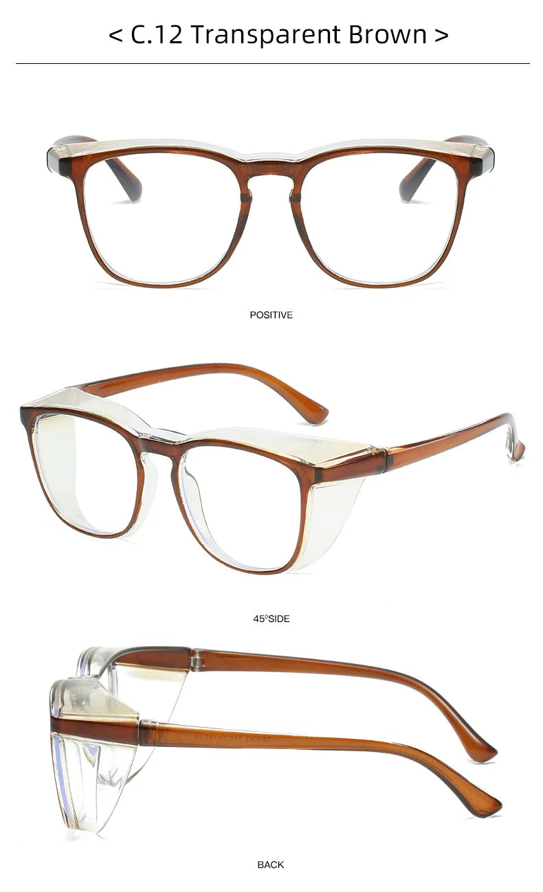 1pc Anti Pollen Safety Glasses Square Anti Fog Blue Light Blocking Glasses with Side Shields for School Daily Life