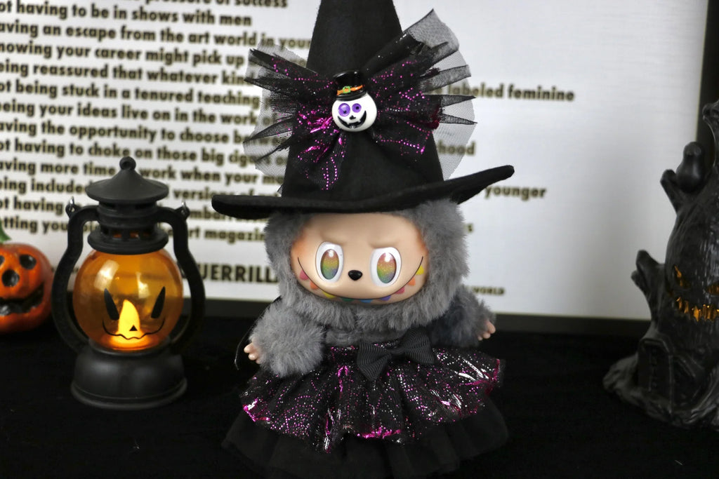 Cute Halloween Costume Witch Pumpkin Skirt Clothes for Labubu I II with Halloween Spider Pumpkin Hat Suit for Ladbubu Dolls
