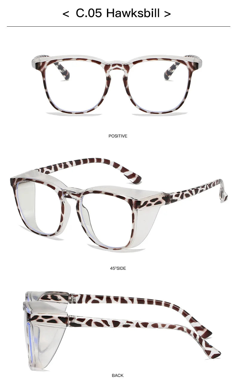 1pc Anti Pollen Safety Glasses Square Anti Fog Blue Light Blocking Glasses with Side Shields for School Daily Life