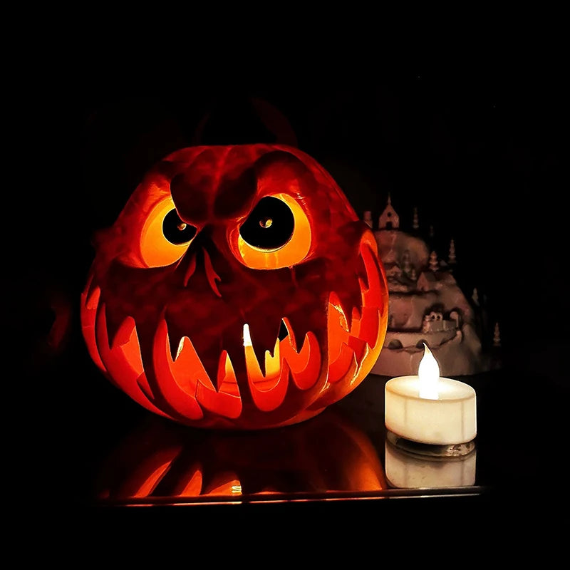Pumpkin Resin Decoration Spooky Skull Head Eerie Hollow Design Indoor Outdoor Decor Carved Texture Halloween Party Decorations