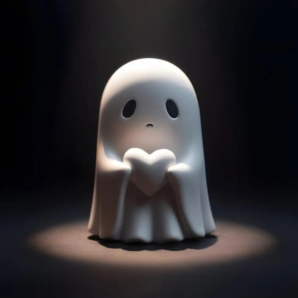 Creative Funny Halloween Ghost Figurine Heart Middle Finger Resin Statue Sculpture Home Office Desktop Decoration Ornament