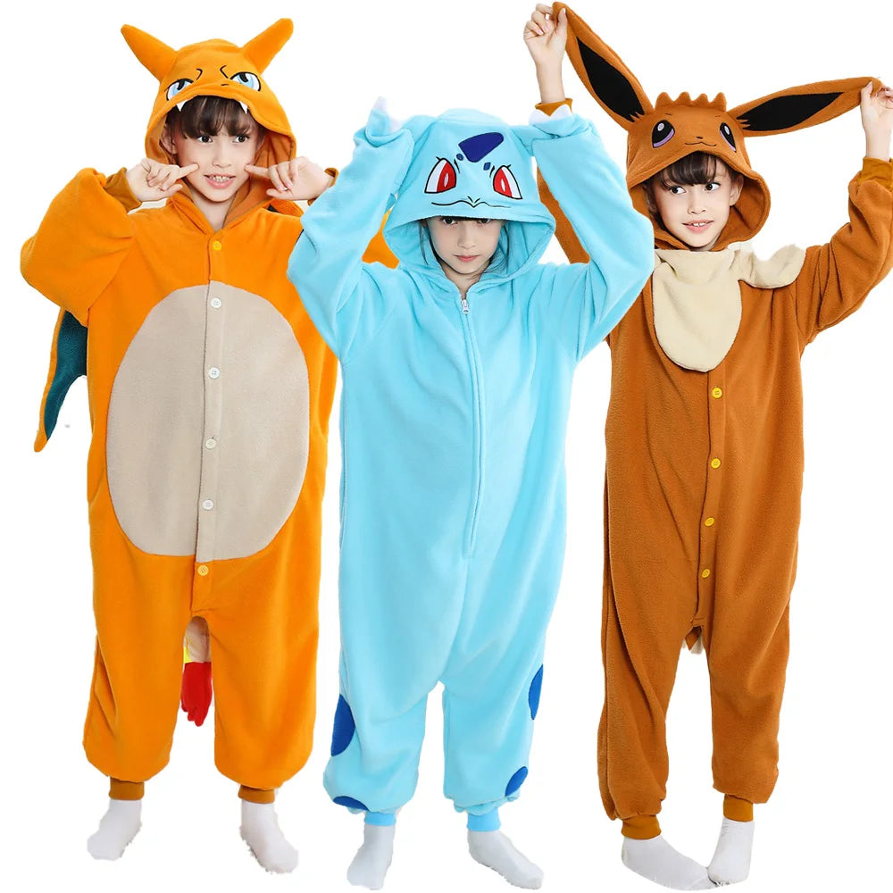 Pokemon Costumes Boys Girls Onesie Anime Kigurumis Charizard Outfit Carnival Halloween Jumpsuit Cute Pajama Party Suit