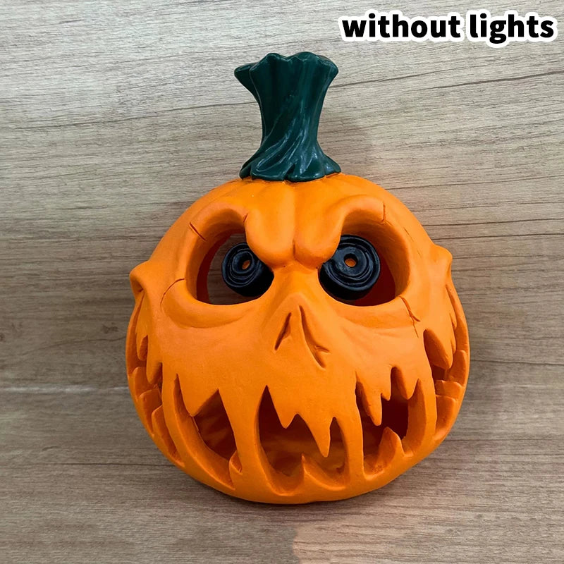 Pumpkin Resin Decoration Spooky Skull Head Eerie Hollow Design Indoor Outdoor Decor Carved Texture Halloween Party Decorations