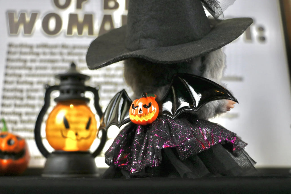 Cute Halloween Costume Witch Pumpkin Skirt Clothes for Labubu I II with Halloween Spider Pumpkin Hat Suit for Ladbubu Dolls