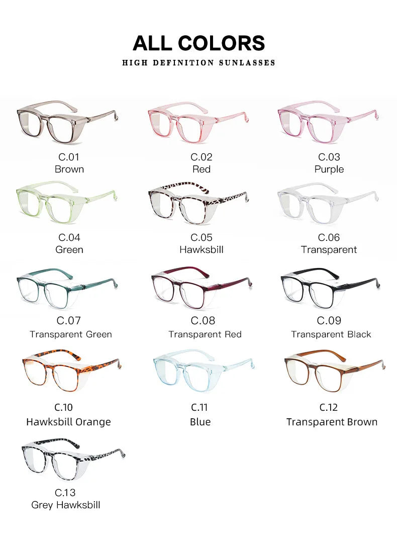 1pc Anti Pollen Safety Glasses Square Anti Fog Blue Light Blocking Glasses with Side Shields for School Daily Life