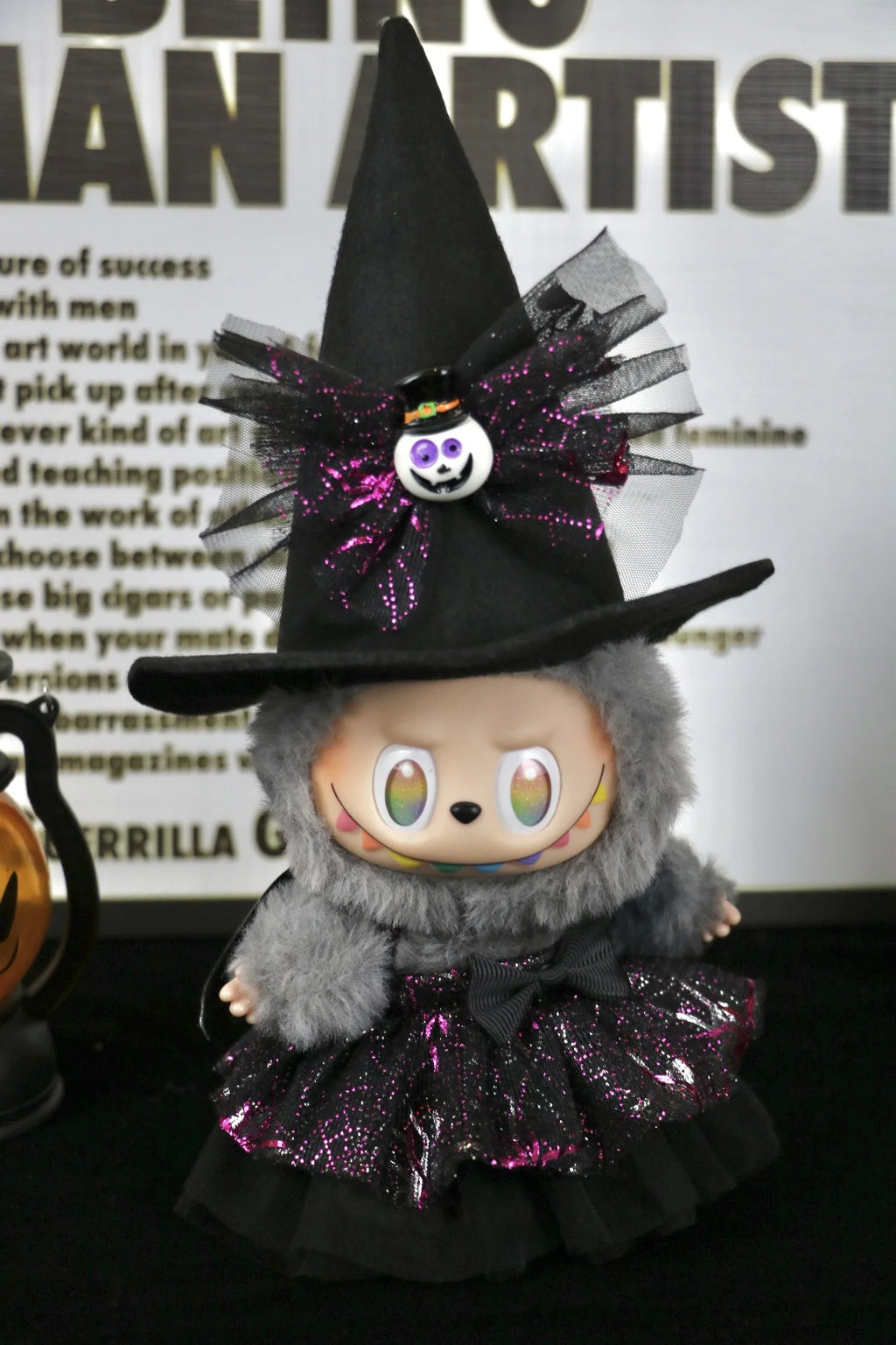 Cute Halloween Costume Witch Pumpkin Skirt Clothes for Labubu I II with Halloween Spider Pumpkin Hat Suit for Ladbubu Dolls