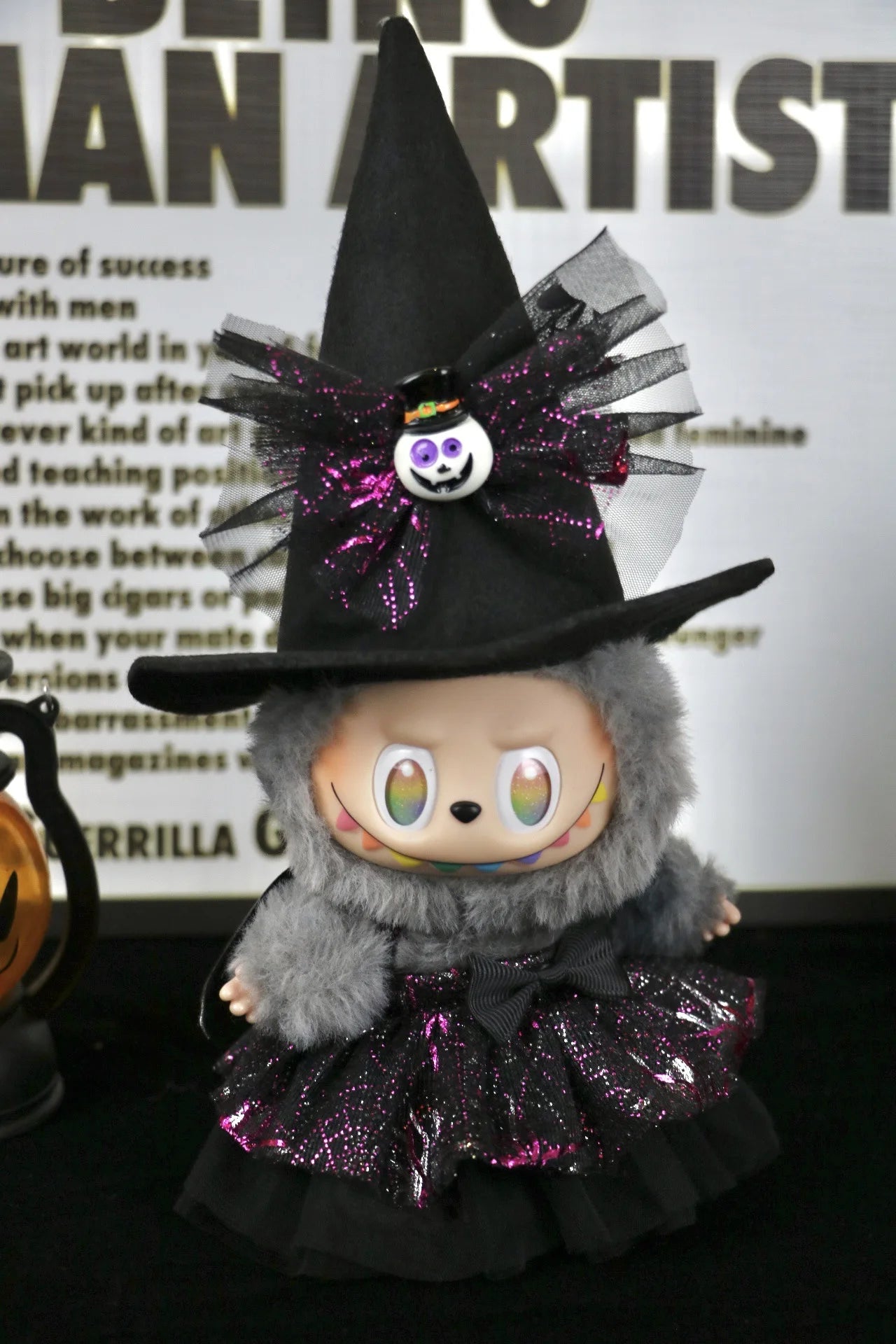 Cute Halloween Costume Witch Pumpkin Skirt Clothes for Labubu I II with Halloween Spider Pumpkin Hat Suit for Ladbubu Dolls