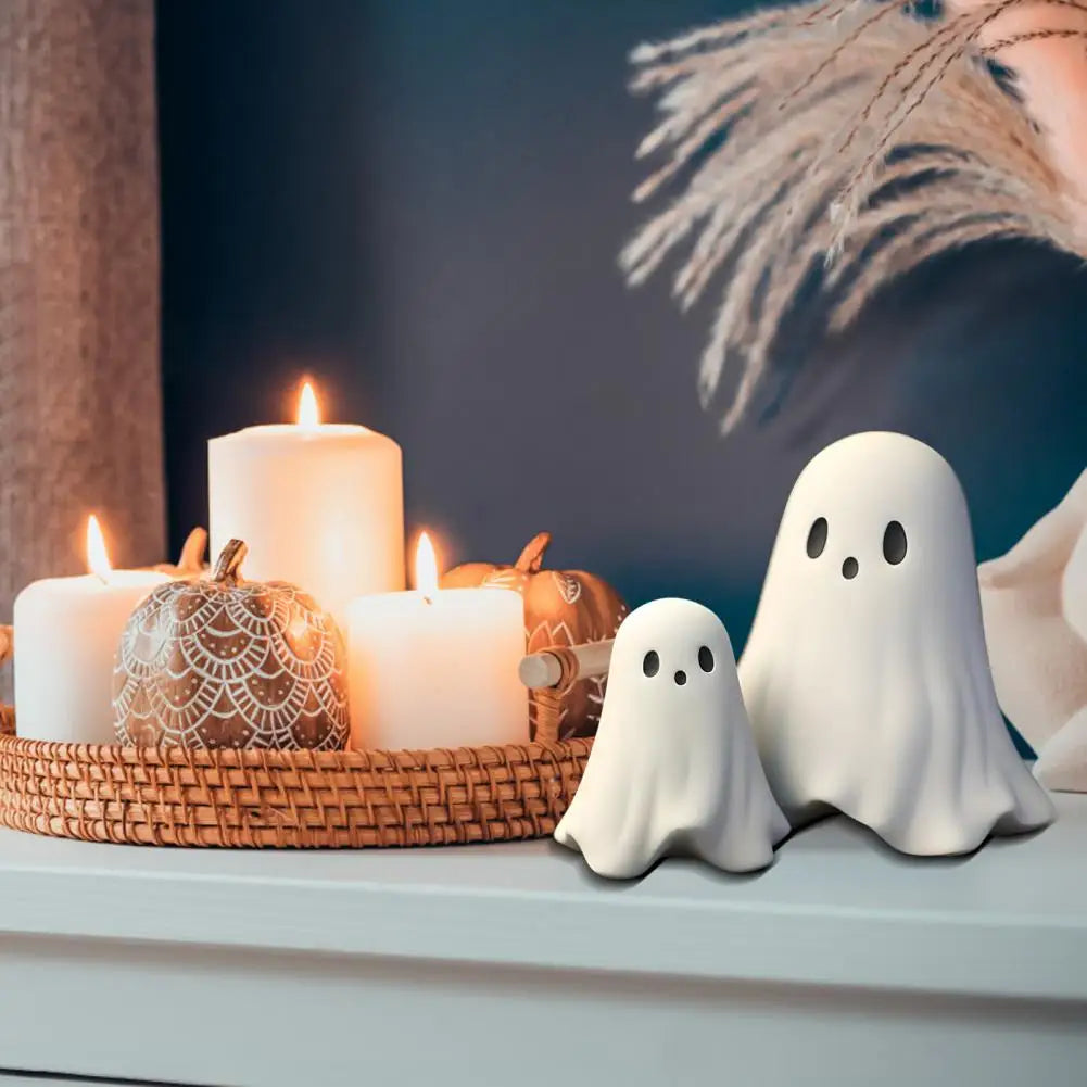 Creative Funny Halloween Ghost Figurine Heart Middle Finger Resin Statue Sculpture Home Office Desktop Decoration Ornament
