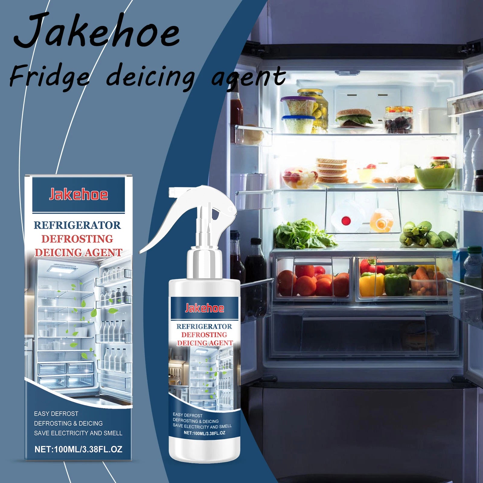 Jakehoe Refrigerator Deicing Agent  Quick Dissolve Frost Non Damaged Improve Energy Saving Safe Formula Fridge Defrosting Agent