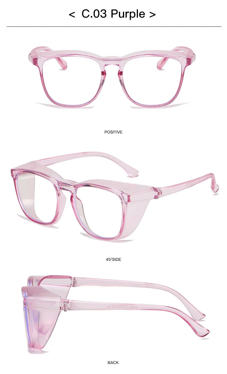 1pc Anti Pollen Safety Glasses Square Anti Fog Blue Light Blocking Glasses with Side Shields for School Daily Life